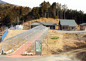 歩道から長いパイプアーチで繋がっている家屋の写真