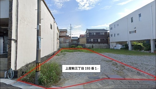 田辺市上屋敷三丁目193番1の区画が赤い線で記された物件2の写真