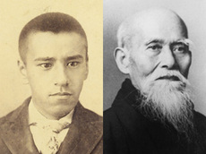 坊主頭の男性の黄みがかった証明写真と顎髭を生やした男性のモノクロの証明写真の2枚の写真（田辺市のサイトへリンク）