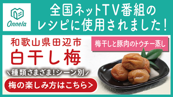 全国ネットTV番組で使用された梅を紹介しているイラスト（朝日放送テレビへリンク）