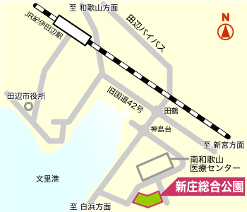 新庄総合公園の位置を示した地図