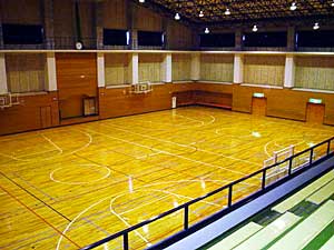 2階の観客席から体育館全体を撮影した写真