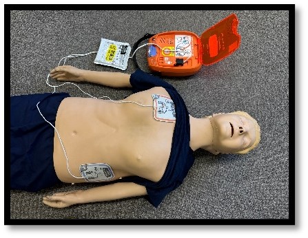 傷病者にAEDを装着している画像