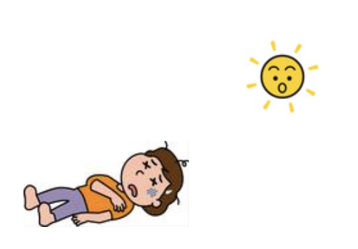 太陽と倒れている人のイラスト