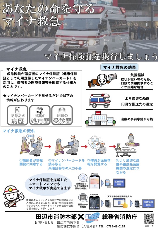 あなたの命を守るマイナ救急のポスター画像 詳細は以下