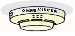 交換期限20218年8月と書かれた火災警報器のイラスト