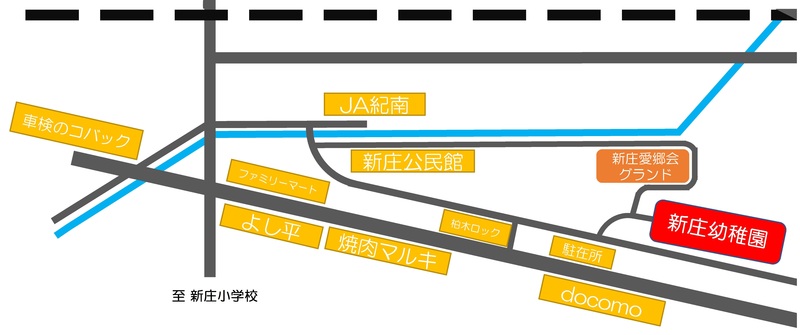 幼稚園までの経路を示した簡単な地図