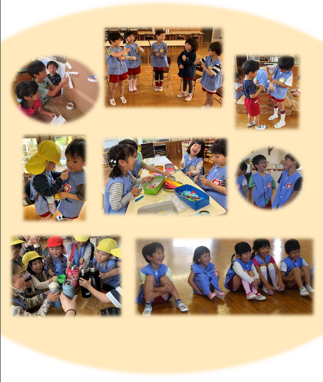 園児が友達と楽しんでいる写真