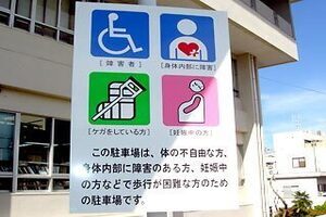 この駐車場は、体の不自由な方、身体内部に障害のある方、妊娠中の方などで歩行が困難な方のための駐車場です。